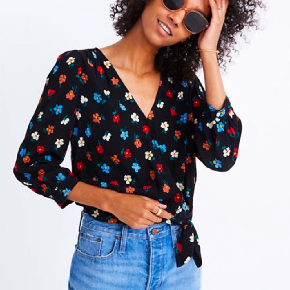 MADEWELL Wrap Top in Pop Multi Floral